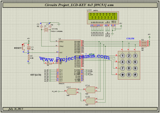 پروژه آزمایشگاه اتصال میکروکنترلر 8051 به LCD و صفحه کلید
